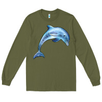 Army Green dolphin Long Sleeve Tee - BarkalooDesign
