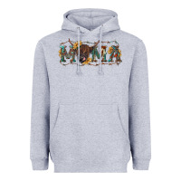 Heather Grey Mama with highland cow Heavyweight Hoodie - RanaPortraitStore