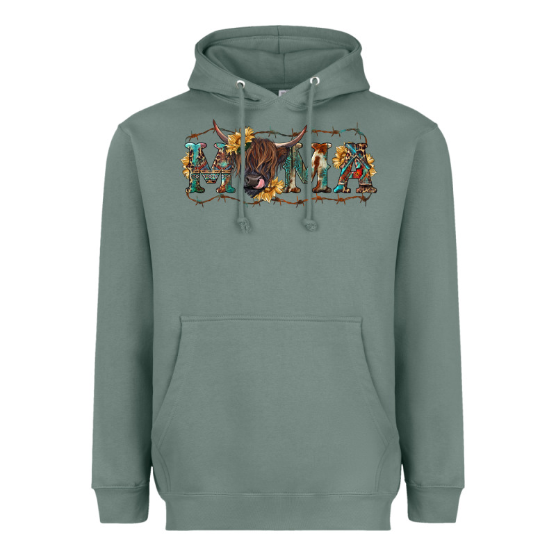 Mama With Highland Cow Heavyweight Hoodie by RanaPortraitStore | Teevron