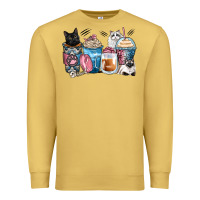 Antique Gold cat coffee cups Premium Sweatshirt - Zillion Design Studio
