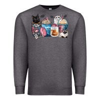 Charcoal Heather cat coffee cups Premium Sweatshirt - Zillion Design Studio