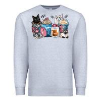 Heather Grey cat coffee cups Premium Sweatshirt - Zillion Design Studio