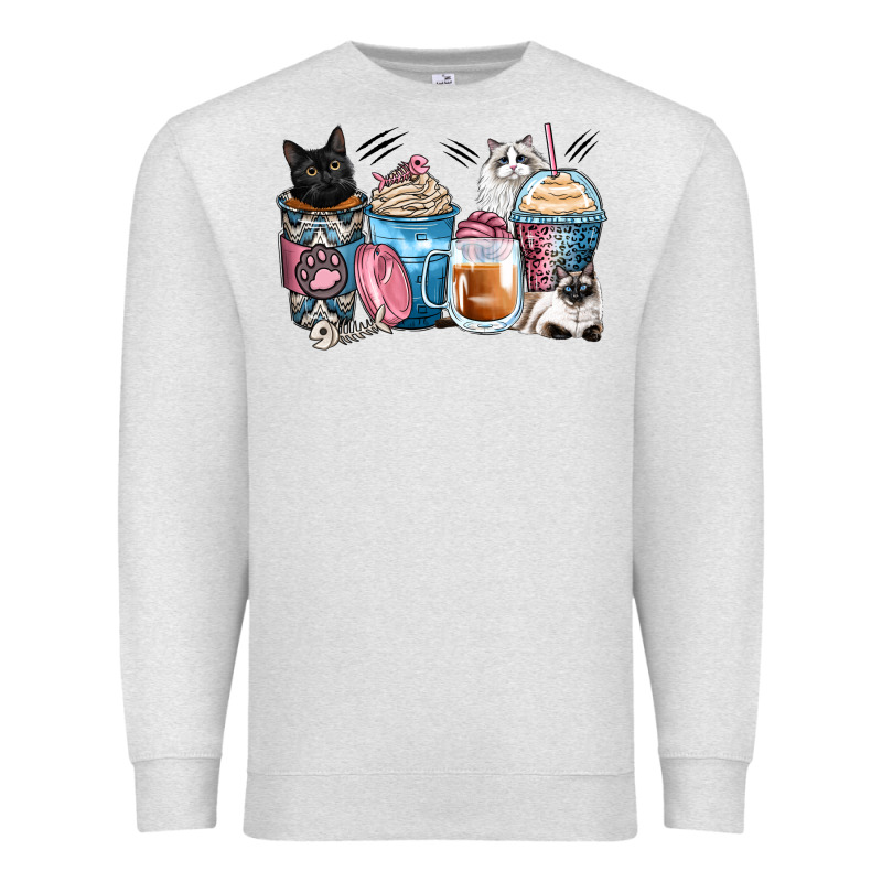 Cat Coffee Cups Premium Sweatshirt by Zillion Design Studio | Teevron