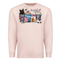 Pale Pink cat coffee cups Premium Sweatshirt - Zillion Design Studio