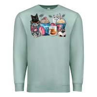 Seafoam cat coffee cups Premium Sweatshirt - Zillion Design Studio