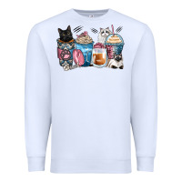 White cat coffee cups Premium Sweatshirt - Zillion Design Studio