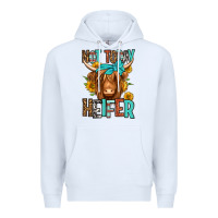 White not today heifer long haired cow Premium Hoodie - Jasminsmagicworld