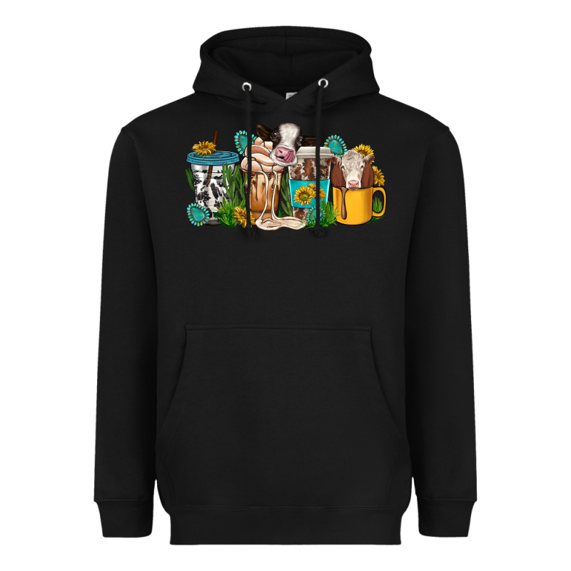 Western Cow Coffee Cup Heavyweight Hoodie by texasbilliewilder | Teevron
