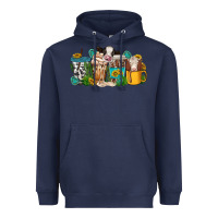 Navy western cow coffee cup Heavyweight Hoodie - texasbilliewilder