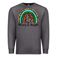 Charcoal Heather merry and bright rainbow christmas Premium Sweatshirt - RanaPortraitStore