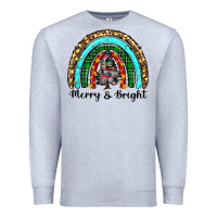 Heather Grey merry and bright rainbow christmas Premium Sweatshirt - RanaPortraitStore