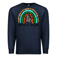 Navy merry and bright rainbow christmas Premium Sweatshirt - RanaPortraitStore