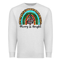 Oatmeal Heather merry and bright rainbow christmas Premium Sweatshirt - RanaPortraitStore