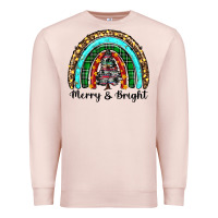 Pale Pink merry and bright rainbow christmas Premium Sweatshirt - RanaPortraitStore