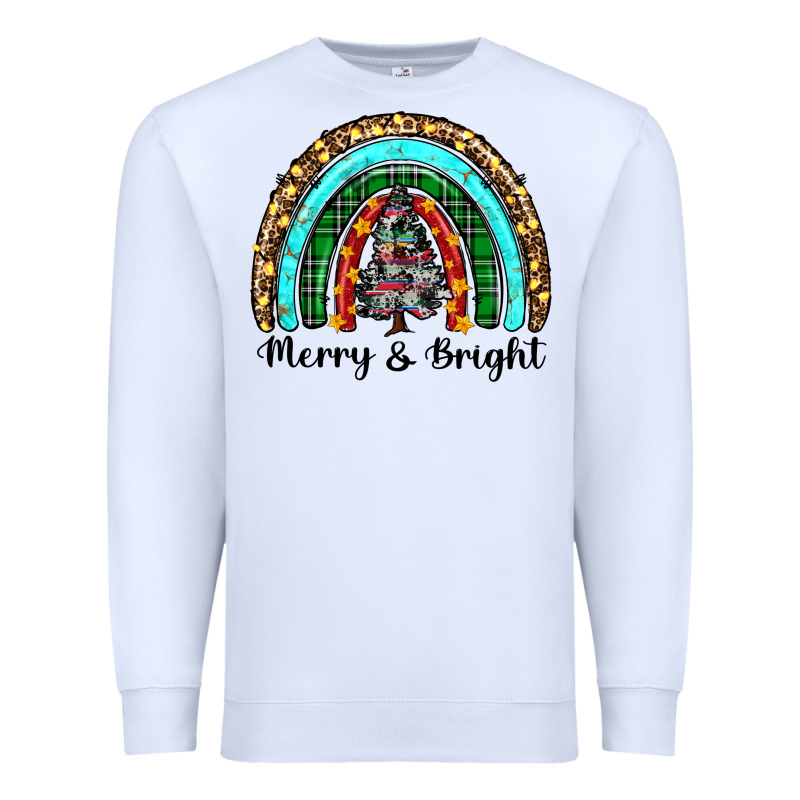 Merry And Bright Rainbow Christmas Premium Sweatshirt by RanaPortraitStore | Teevron