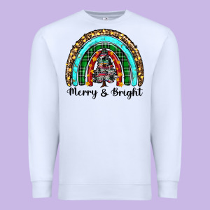 Merry And Bright Rainbow Christmas Premium Sweatshirt Designed By Ranaportraitstore