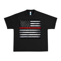 Black thin red line American flag metal floor Urban Heavy Tee - Artiststas
