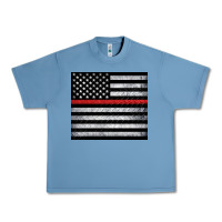 Pebble Blue thin red line American flag metal floor Urban Heavy Tee - Artiststas