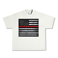 Pistachio thin red line American flag metal floor Urban Heavy Tee - Artiststas