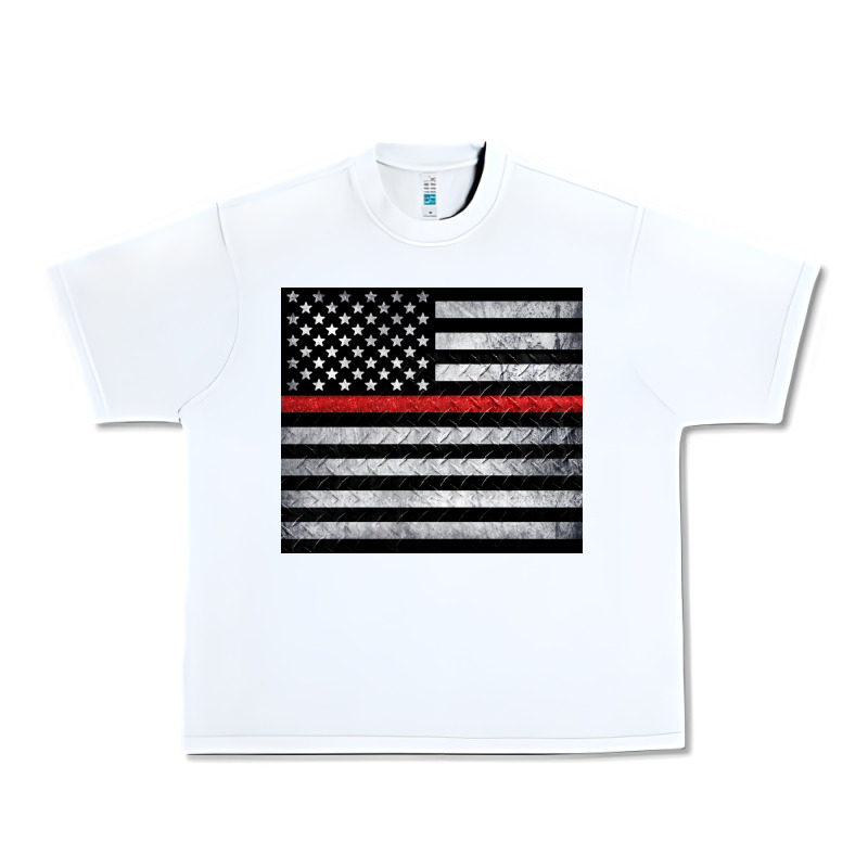 Thin Red Line American Flag Metal Floor Urban Heavy Tee by Artiststas | Teevron