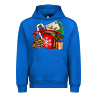 Cobalt Christmas hot chocolate cup with gift and letters Urban Hoodie - AdoDesignShop