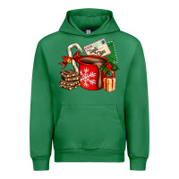 Emerald Christmas hot chocolate cup with gift and letters Urban Hoodie - AdoDesignShop