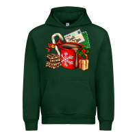 Forest Green Christmas hot chocolate cup with gift and letters Urban Hoodie - AdoDesignShop