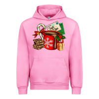 Fuchsia Pink Christmas hot chocolate cup with gift and letters Urban Hoodie - AdoDesignShop