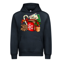 Navy Christmas hot chocolate cup with gift and letters Urban Hoodie - AdoDesignShop