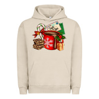 Pigment French Oak Christmas hot chocolate cup with gift and letters Urban Hoodie - AdoDesignShop