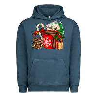 Pigment Midnight Navy Christmas hot chocolate cup with gift and letters Urban Hoodie - AdoDesignShop