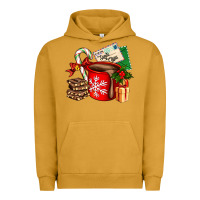 Pigment Peanut Butter Christmas hot chocolate cup with gift and letters Urban Hoodie - AdoDesignShop