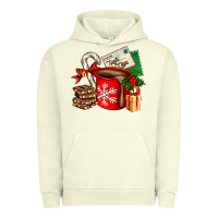 Pigment Pistachio Christmas hot chocolate cup with gift and letters Urban Hoodie - AdoDesignShop