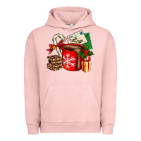 Pigment Salmon Christmas hot chocolate cup with gift and letters Urban Hoodie - AdoDesignShop