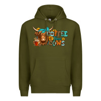 Army Green coffee then cows longhaired cow Premium Hoodie - Jasminsmagicworld