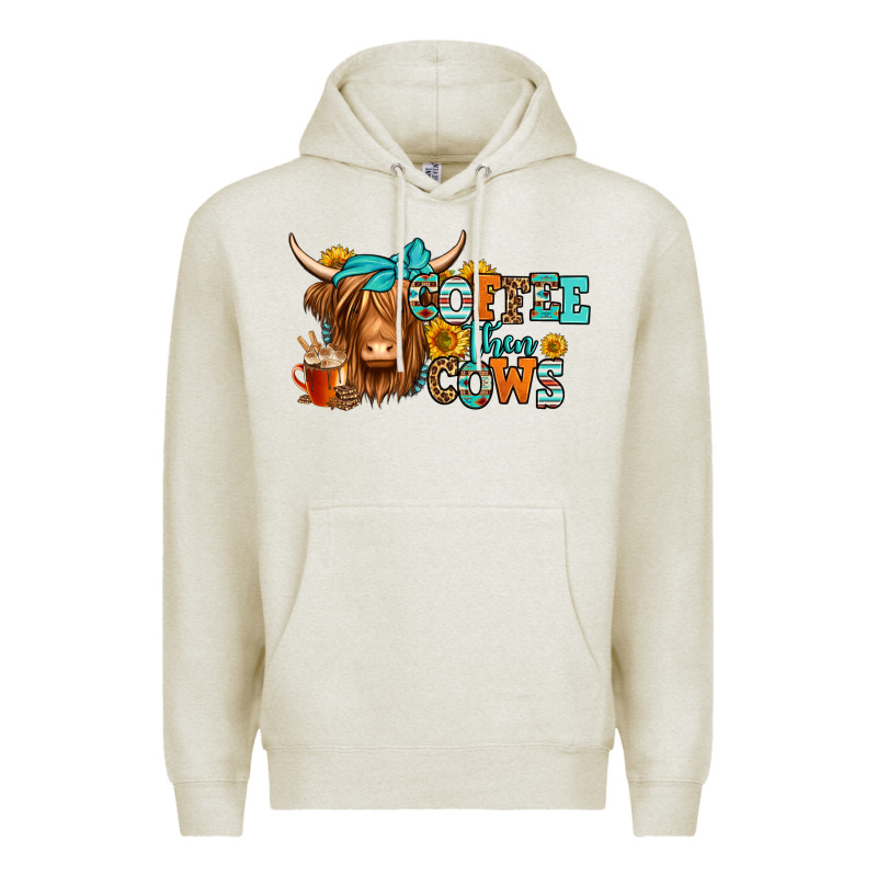 Coffee Then Cows Longhaired Cow Premium Hoodie by Jasminsmagicworld | Teevron
