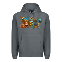 Rock coffee then cows longhaired cow Premium Hoodie - Jasminsmagicworld