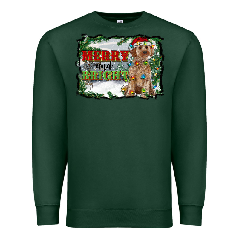 Merry And Bright Cockapoo Premium Sweatshirt by RanaPortraitStore | Teevron
