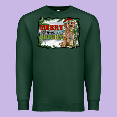 Merry And Bright Cockapoo Premium Sweatshirt Designed By Ranaportraitstore