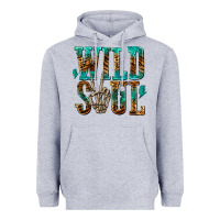 Heather Grey wild soul with skeleton hand Heavyweight Hoodie - texasbilliewilder