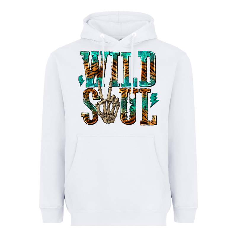 Wild Soul With Skeleton Hand Heavyweight Hoodie by texasbilliewilder | Teevron