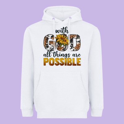 With God Al Things Ara Possible Heavyweight Hoodie Designed By Texasbilliewilder