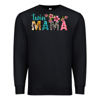 Black twin mama with flowers Premium Sweatshirt - texasbilliewilder