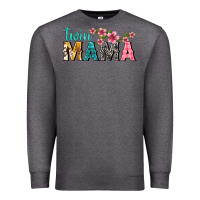 Charcoal Heather twin mama with flowers Premium Sweatshirt - texasbilliewilder