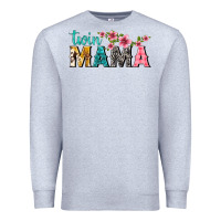 Heather Grey twin mama with flowers Premium Sweatshirt - texasbilliewilder
