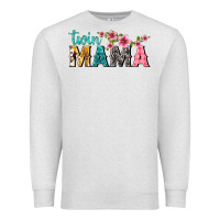 Oatmeal Heather twin mama with flowers Premium Sweatshirt - texasbilliewilder