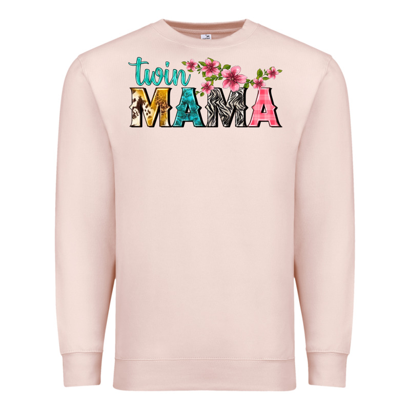 Twin Mama With Flowers Premium Sweatshirt by texasbilliewilder | Teevron