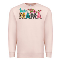 Pale Pink twin mama with flowers Premium Sweatshirt - texasbilliewilder