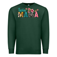 Sports Green twin mama with flowers Premium Sweatshirt - texasbilliewilder