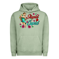 Pigment Oil Green stupid cupid Urban Hoodie - AdoDesignShop